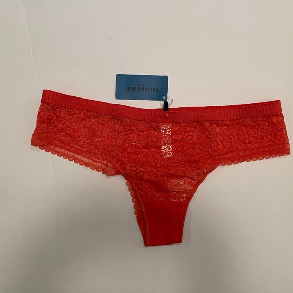 BNWT Maison Lejaby Ombrage Basic Cocoa Mandala Pimento Orange Flora Large - Picture 2 of 8